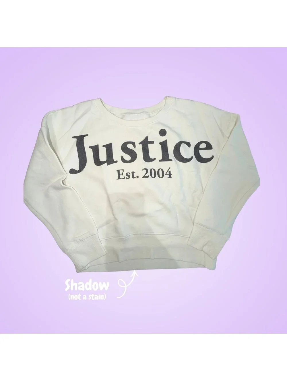 Justice Active Girls Size 10 Off White Cream Logo Graphic Pullover Sweatshirt